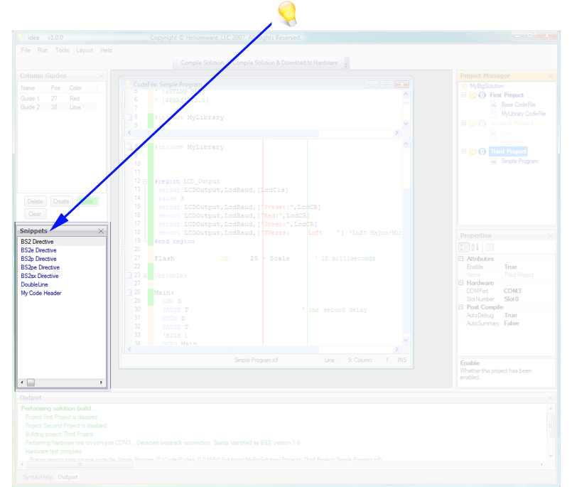 Features of the main user interface