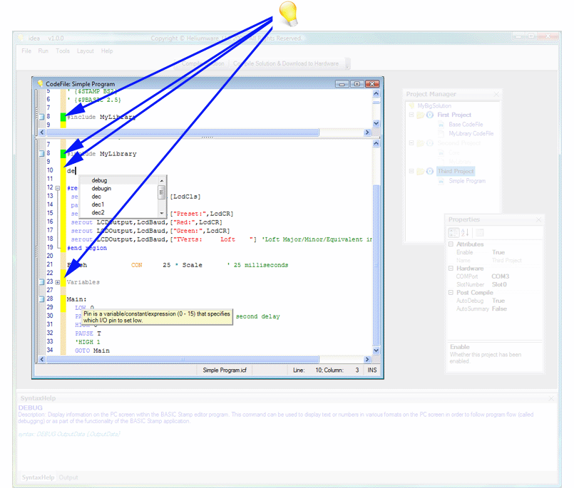 Features of the main user interface
