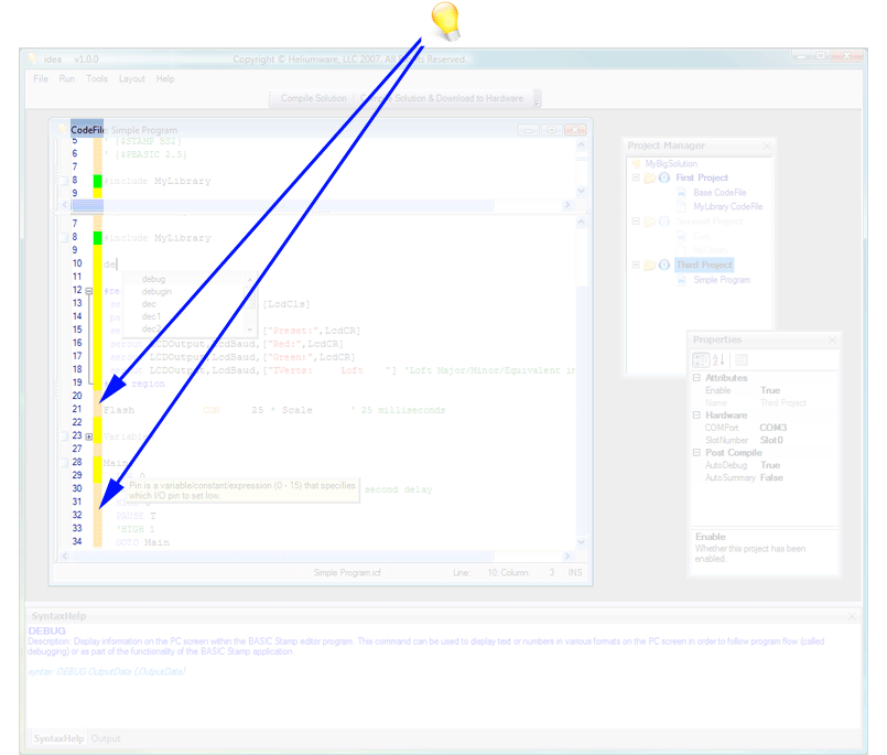 Features of the main user interface