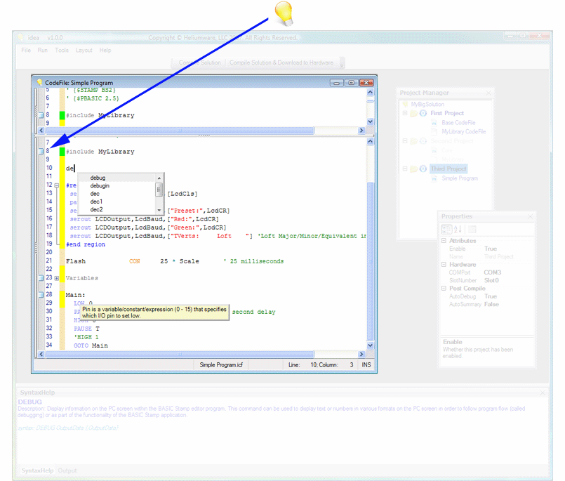 Features of the main user interface