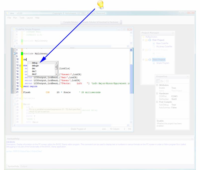 Features of the main user interface