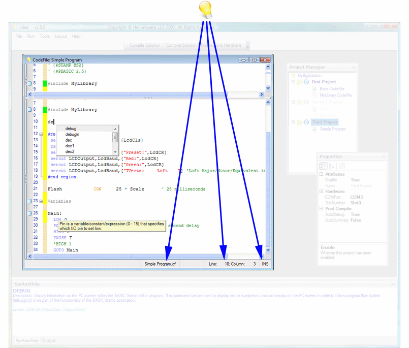 Features of the main user interface