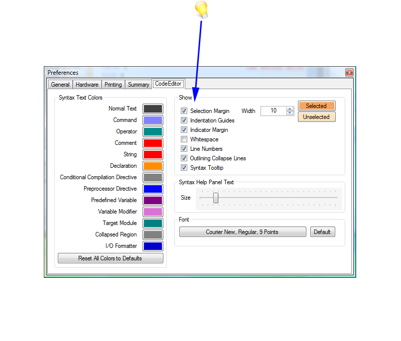 Features of the main user interface